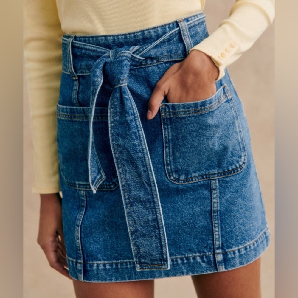 Sezane Blue Denim Mini Skirt